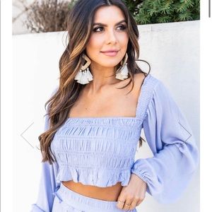 NWT Imagine That Smocked Crop Blouse